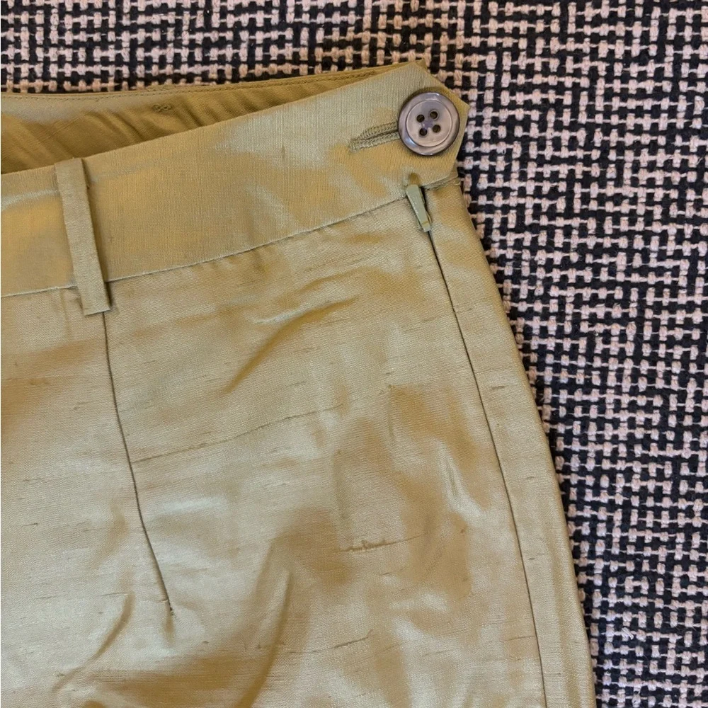 Banana Republic Silk-Blend Straight Leg Pants in Lemon Yellow